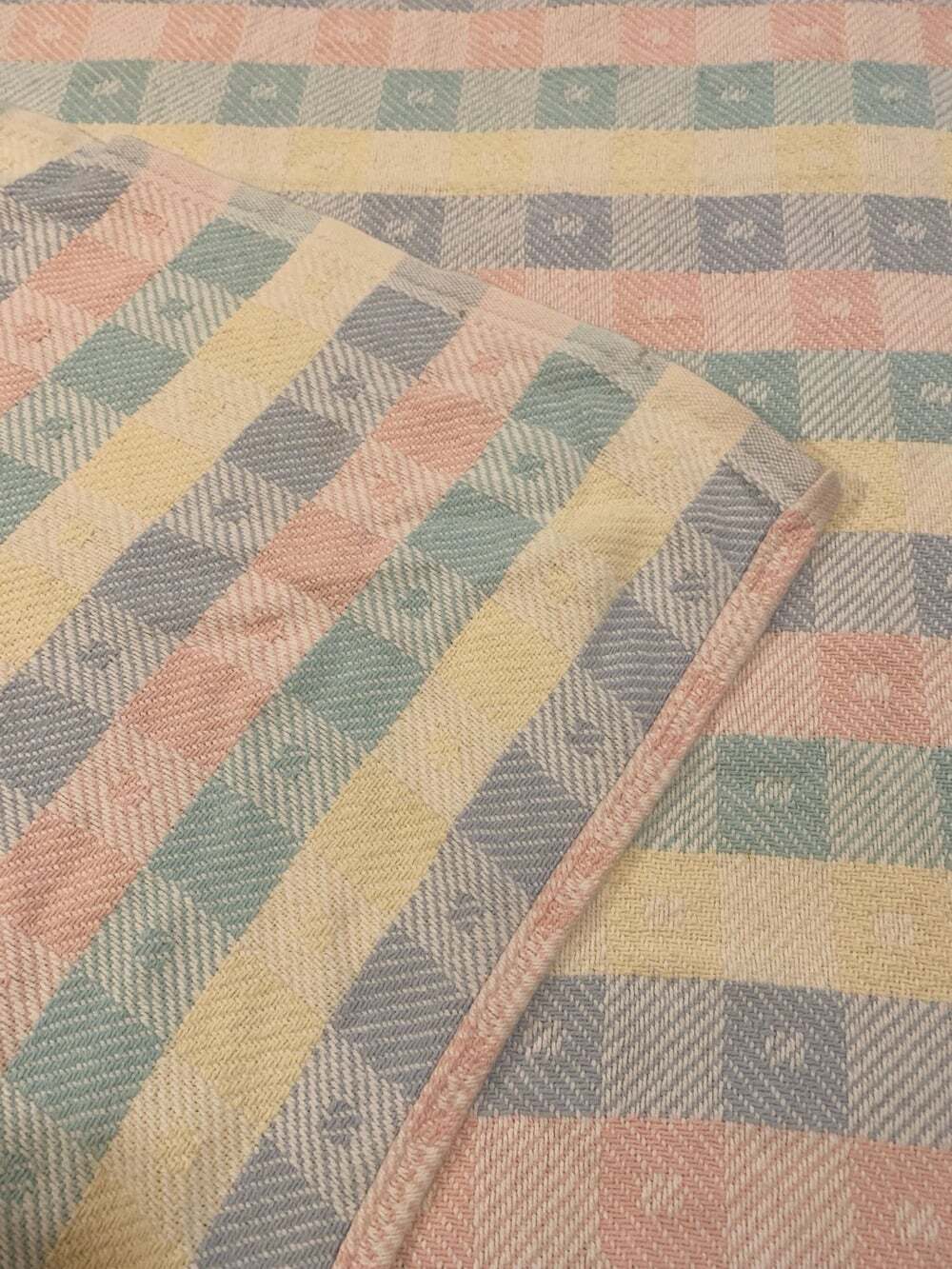 Vintage Pastel Plaid Cotton Baby Blanket